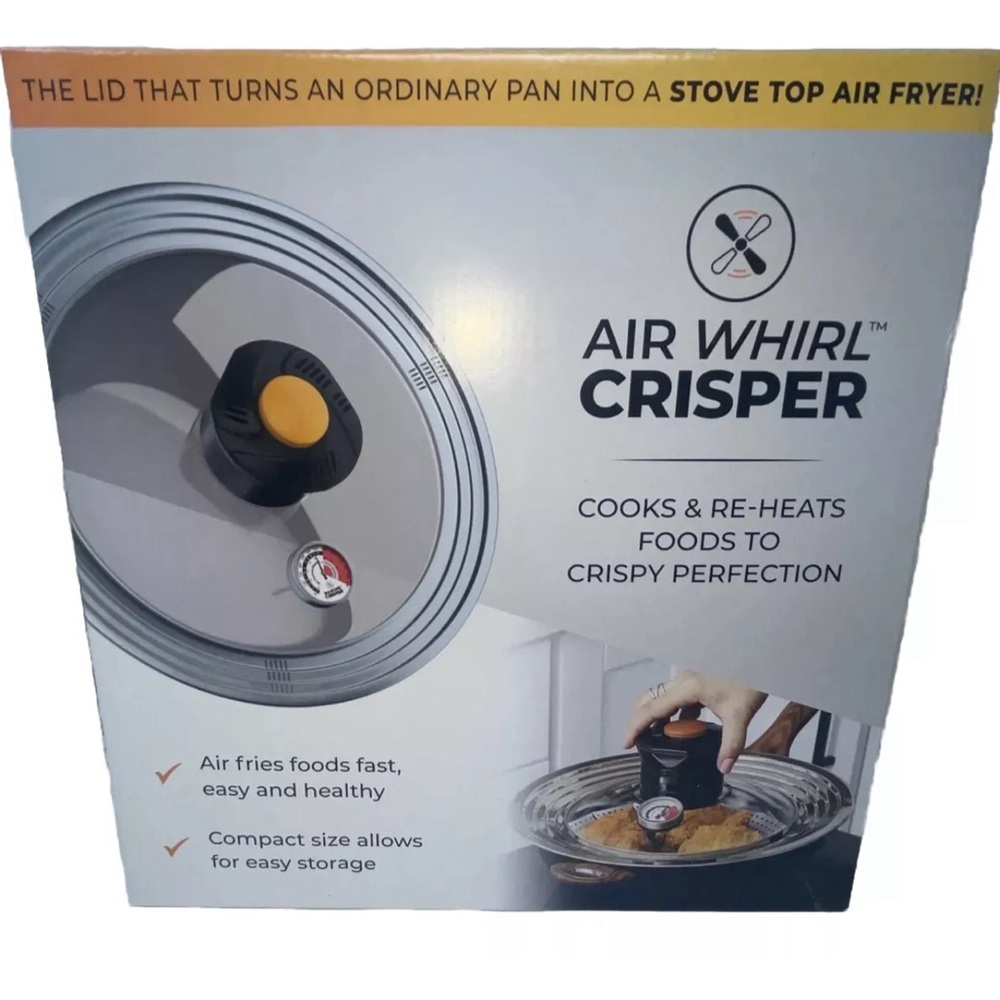 Air Whirl Crisper Lid Stainless Steel And Tempered Glass Air Fry Bake Lid